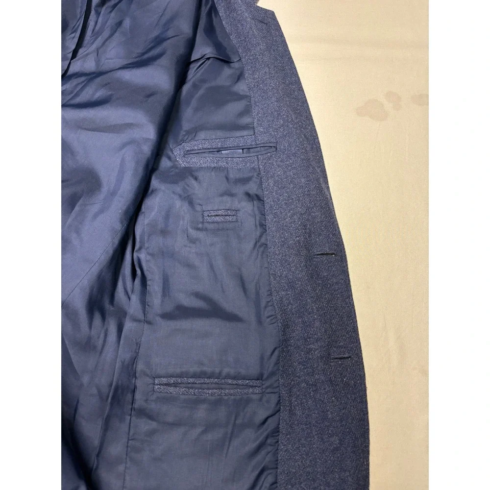J. Crew Mens 38R Blue Wool Blend Blazer Sport Coat Suede Elbow Patches